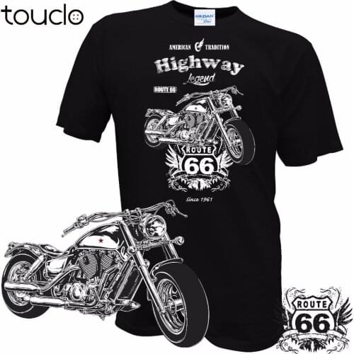 T Shirt 2019 New Men Summer O-Neck Biker Route 66 Motorrad Rocker Chopper Custom USA Classic custom design t shirts