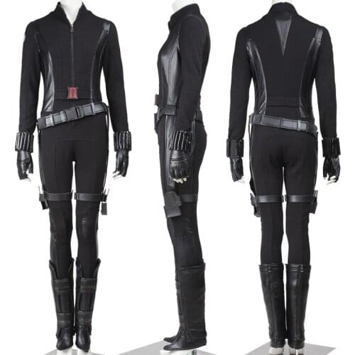 Captain US 2 Cosplay Costume Superheroine Natasha Black Fight Outfit Halloween Party Bodysuit With Shoe Covers