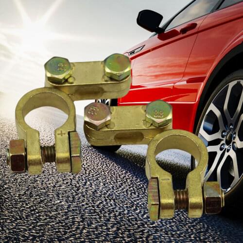 Car Battery Terminals Clamps Pair Screw Connection Positive Negative Brass Cables Connectors Accessories Battery Folder Terminal