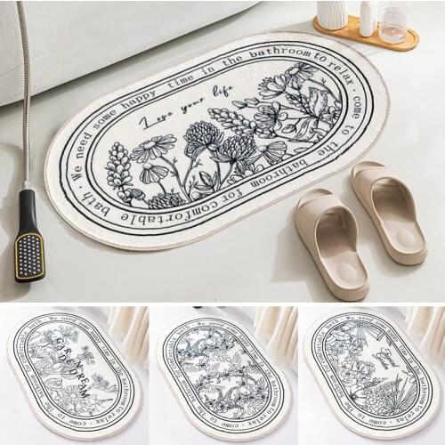 Retro Bath Mat Non Slip Bath Rug Soft Bathroom Rug Washable Doormat Absorbent Oval Home Carpets INS Decoration Alfombra