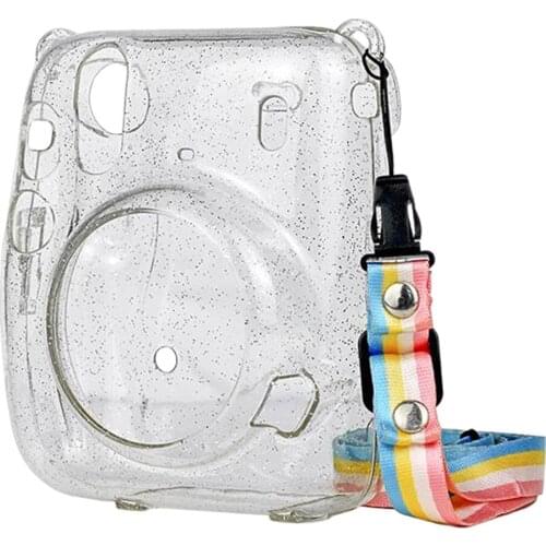 Crystal Camera Case, w/ Rainbow Shoulder Strap, Compatible with Mini 11 Cameras, Clear