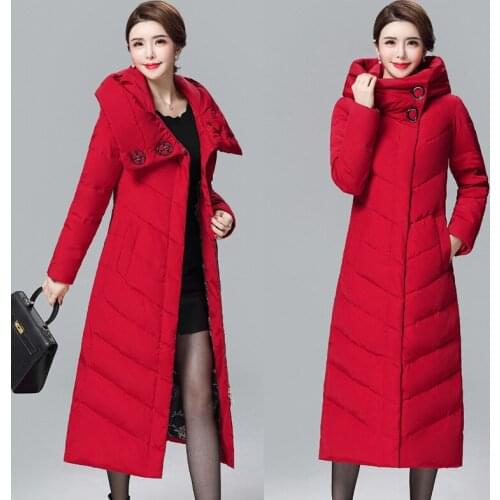 Winter New Style Extended Over-the-knee Down Jacket Ladies Slim Thicken Fashion Korean Ladies Jacket