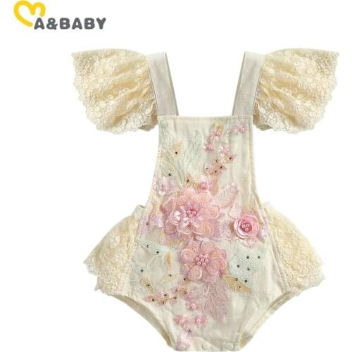 Ma&Baby 0-24M Summer Princess Toddler Newborn Infant Baby Girls Romper Lace Flower Jumpsuit Overalls Birthday Costumes