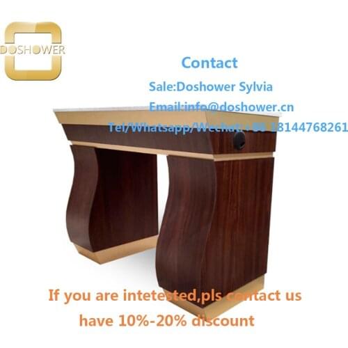 Nail salon pedicure manicure set with salon nail polish display cabinet for wood nail table