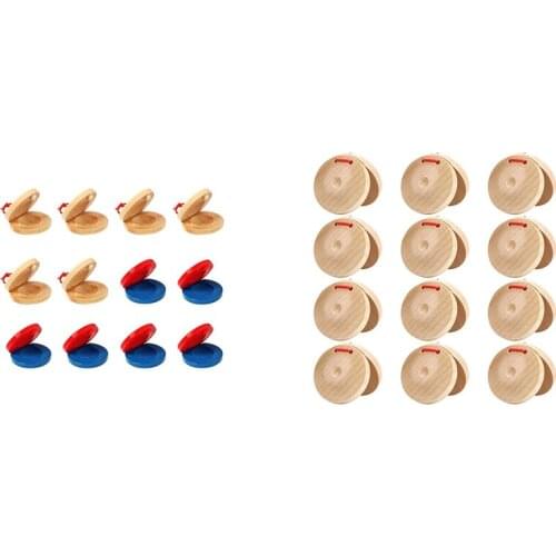 12 Pcs Musical Castanets Instrument,Wooden Castanets Percussion, Clap Board Music Educational, for Schools and Parties