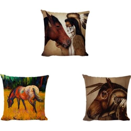 Running Horse White Brown Pillow Case Cushion Covers Home Living Bedroom Office Sofa Hotel Club Coffee Shop Decoration For Gifts