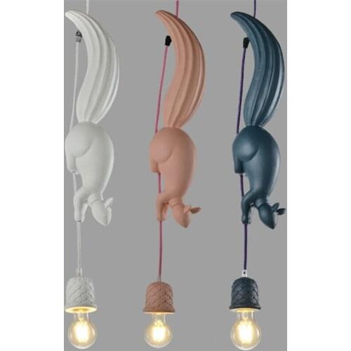 Nordic resin squirrel pendant lights bedroom living room childrens room hallway dining room decorated bar animal hanging lamps