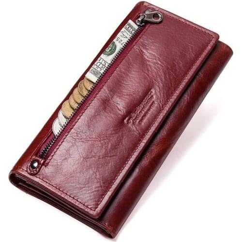 New European and Beautiful Women Clutch Bag, Multifunctional Long Leather Ladies Wallet, Card Holder Purses