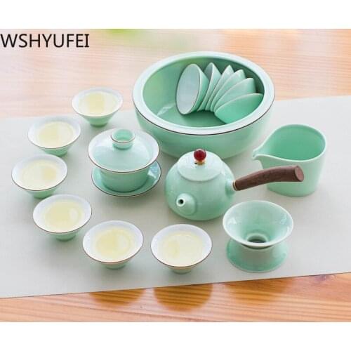New style Chinese celadon tea set Anti-scalding heat Tea set tea set teapot Office household drinking utensils WSHYUFEI