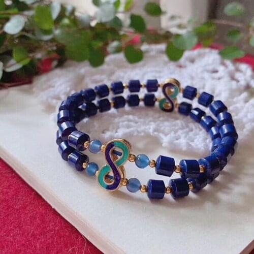 Wholesale JoursNeige Blue Ore Natural Stone Bracelets Barrel Bead with Baked Blue Accessories Bracelet for Women Fashion Jewelry