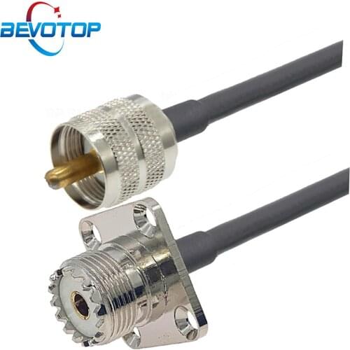 PL259 UHF Male to UHF SO239 Female 4-Hole Panel Mount RG58 Pigtail Cable for Radio FM Transmitter Antenna Extension Cord Jumper