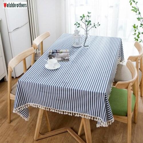 Striped cotton and linen printed tablecloth living room table party pillowcase home textile fabric decoration factory direct2018