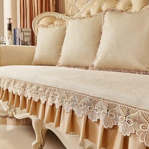 Plain Embossed Lace 3 Seater Sofa Cover Jacquard Loveseat Couch Slipcover 4 Seats Recliner Armchair Cover Furniture Protector