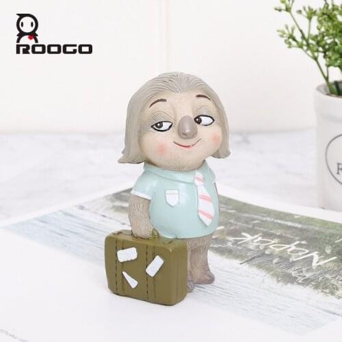 Roogo Sloth Happy Daily Life Home Decoration Accessories Resin Animal miniature Figurines Gift For Children Ornaments For Home