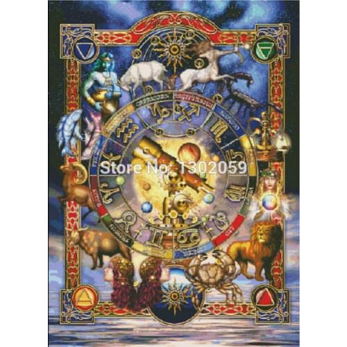 Available Twelve Constellations Needlework Embroidery Package Cross Stitch Kit Factory Sale 18CT/16CT/14CT/11CT/9CT
