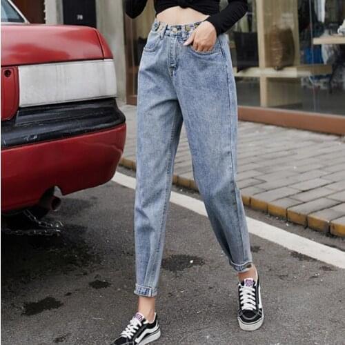 Mom High Waist cintura alta Vintage Pencil Pants Jeans Boyfriend Casual Denim Trousers For Women Black Blue Plus Size 2020