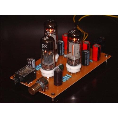 The output power of 6n6 or 12at7 + 6c19 electron tube headphone amplifier board with ultra-low voltage is 1W + 1W