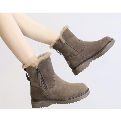 Plush Snow Boots Women Ankle Boots For Women Boots Female Winter Boots Winter Shoes Woman Fur Warm Lace Up Flat Booties