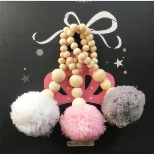 1PC New Nordic Style Big 15cm Wood Bead Tassel Wall Hanging Ornaments Kid Bedroom Home Decor MI 009
