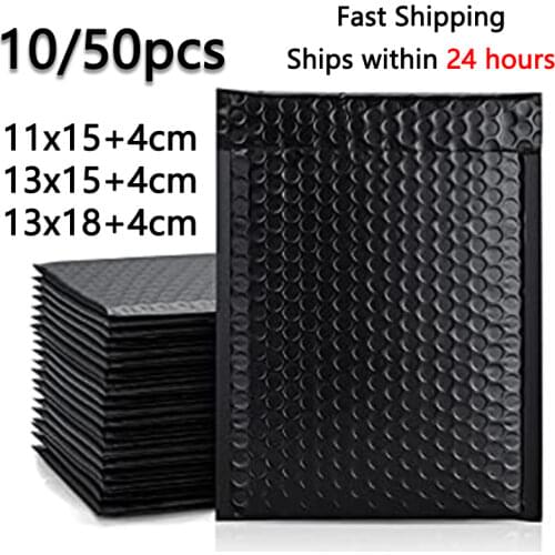 10pcs 50pcs Black packaging envelope Bubble Mailers Poly Mailer Self Seal Padded Usable 13x18cm shipping bag Sealing package bag