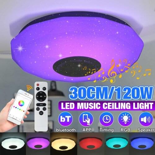 120W Modern RGB Dimmable Music Ceiling Lamp Remote&APP Control Ceiling Light AC220V for Home bluetooth Speaker Lighting Fixture