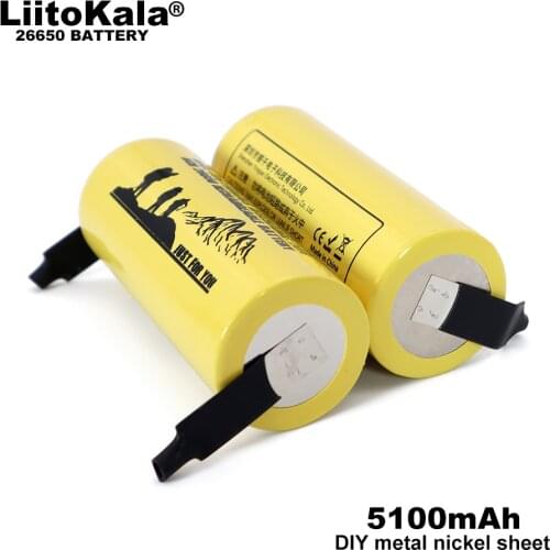 2-10PCS Liitokala Lii-51S 26650 3.7V 5100mA 20A rechargeable battery, 26650A lithium Batteries Suitable for flashlight+Nickel