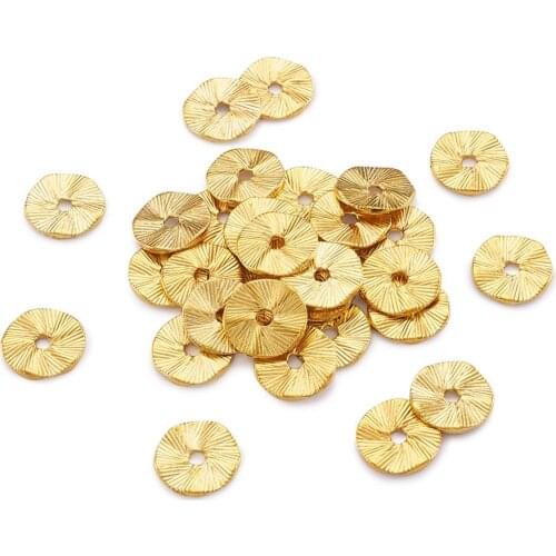 50pc Tibetan Style Alloy Beads Flat Round Gunmetal/Golden Color Lotus leaf/Copper shape For Jewelry Findings Making