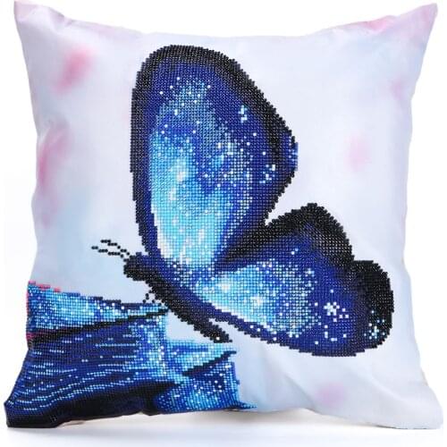 Diamond Painting Cushion Cover Replacement Pillow Case Partial Round AB Drill Mosaic Cross Stitch Handmade Embroidery Butterfly