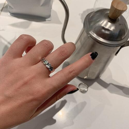 925 Sterling Silver Irregular Stackable Disc Thai Silver Ring Fashion Simple Open Ring For Women Men Jewelry S-R747