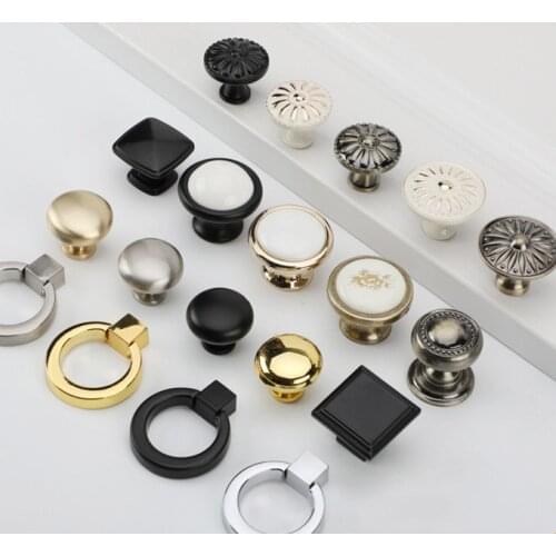 Antique Single Hole Furniture Handle Modern Green Bronze Wardrobe Drawer Knob European Retro Cabinet Door Handle Home Decoration