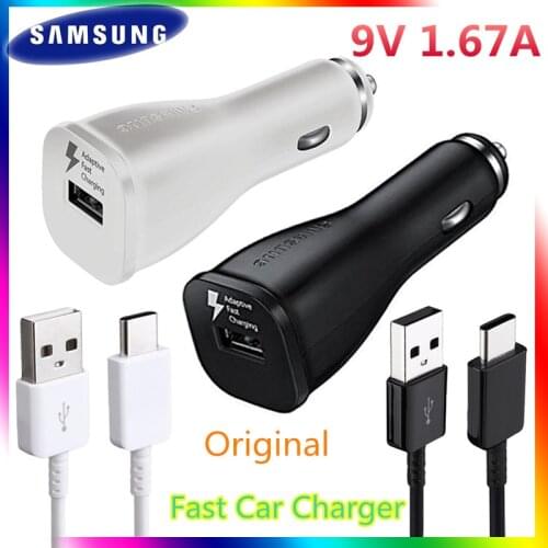 Origianl Samsung 9V 1.67A Car Fast Charger USB 2A Type C Cable For Galaxy Z Flip Active 2019 A52 A10s A12 A01 A20s F02s M12