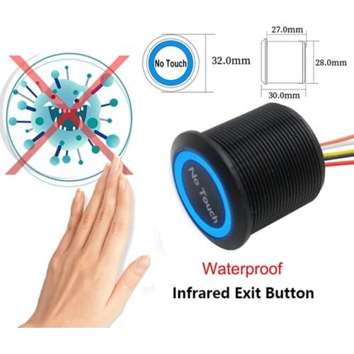 10pcs/Lot Contactless Exit Button Switch Waterproof No Touch Infrared Sensor Door Release Switch For Door Access Control System