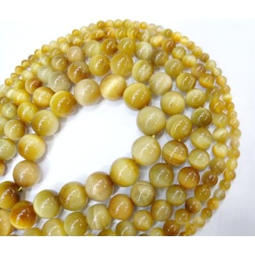 Natural Stone Beads Gold Tiger Eye Stone Bead 15" Strand 6 8 10 12MM Pick Size Fit DIY Bracelet Necklace Jewelry Making