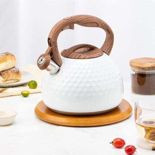 3L Stainless Steel Whistling Tea Kettle Stovetops Enamel Food Grade Tea Pot with Heat-Proof Handle for Gas Induction Cookers