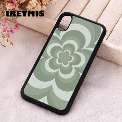 Iretmis 5 5S SE 2020 Phone Cover Case for iPhone 6 6S 7 8 Plus X Xs XR 11 12 Mini Pro Max Rubber Silicone Flower Love Sage Green