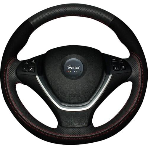 Microfiber leather car wheel steering cover for BMW X5 2010-2013 X6 2008-2013 Car styling braid on the steering wheel