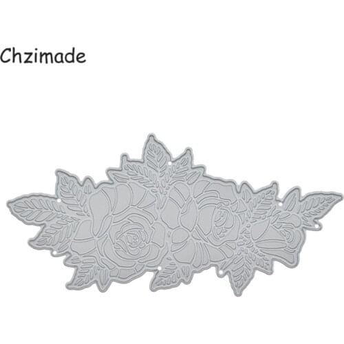 Chzimade Rose Flower Metal Cutting Dies Scrapbooking Stencil 17.7x5.7cm For Card Diy Scrapbook Embossing Die Cutter Crafts