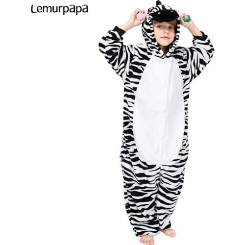 Kids Kigurumis Onesies Cartoon Zebra Children Pajama suit Homewear Girl Boy Party Jumpsuit Cosplay Sleepwear Child Costume