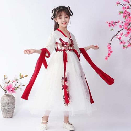 Kids Costumes Princess Dresses Traditional Chinese Clothing Girls Hanfu Chinese Dress Folk Dance Embroidery Fairy Dress Elegant