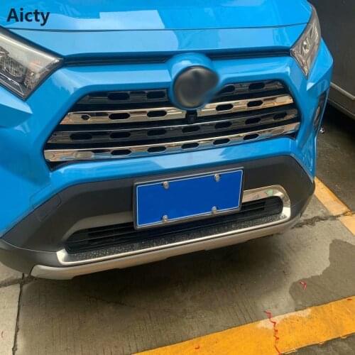 For Toyota RAV4 RAV 4 XA50 2019 2020 Stainless Steel Exterior Refit Front Hood Billet Racing Grill Grille Cover Trim 6Pcs