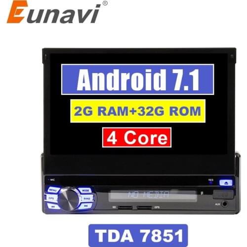 Eunavi Single 1 Din 7" Android 7.1 Quad core Car PC Radio Stereo GPS Navigation Universal 1024*600 HD Head Unit Wifi USB NO DVD