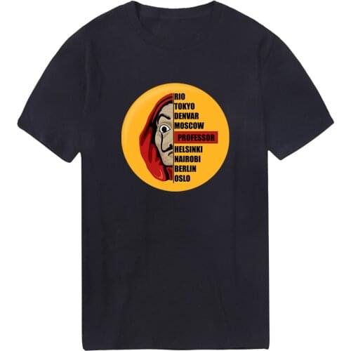 La casa de papel Streetwear Mens T Shirts O-Neck Print Oversize Tshirts Black Vintage Tees Male Bodybuilding Tops Camiseta Homme