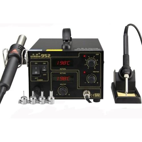 GORDAK 952 double digital display 2 in 1 rework station desoldering station SMD thermostatic soldering station hot air gun