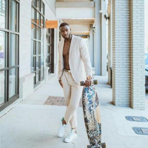 Tailored Cream White Mens Suits 2 Pieces Groom Best Man Pants Suit Business Wedding Blazer (Jacket+Pants)