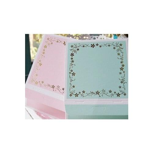 30 pink flower cake slice box - macaron cookie bakery wedding gift box- 11.8x11.8x5cm