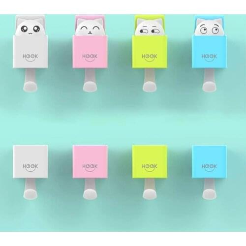 Cute Cat Strong Sticky Hooks Wall Mounted Heavy Load Self Adhesvie Hook Key Coat Robe Towel Hook Decorative Hanger