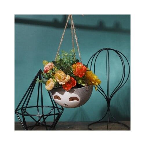 Sloth Ceramic Flowerpot Hanging Large Diameter Succulents Small Flowerpot Hanging Basket Hanging Flowerpot