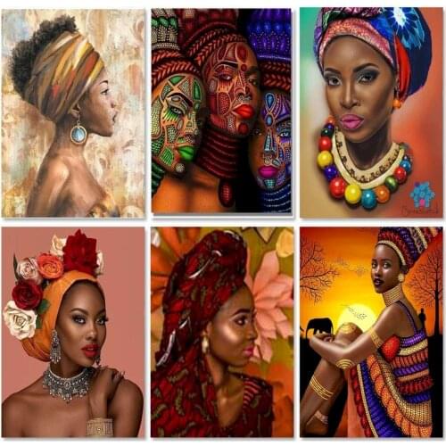 RUOPOTY Frame Painting By Numbers For Adults Children Figure African Woman Paint By Number Home Wall Decoration Crafts 60x75cm