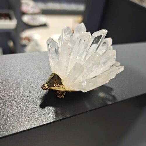 1pcs Natural Stones Hedgehog Crystal Quartz White Quartz Geode Cluster Mineral Raw Home Decor