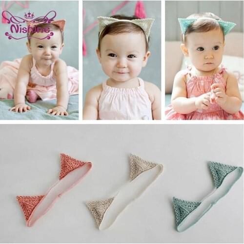 Nishine Kawaii Toddler Cartoon Kitty Cat Ear Headband Newborn Hairband Baby Hair Band Bandeau Bebe Photo Prop Gifts